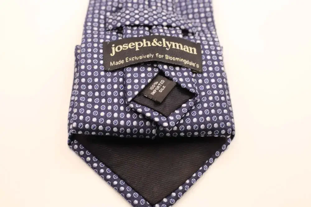 Joseph & Lyman 100% Silk Navy Blue Micro-Dot Pattern Necktie